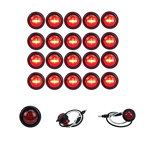 LONG HAUL Red LED Clearance Marker Light, 20 Pack, Acrylic, Black Trim