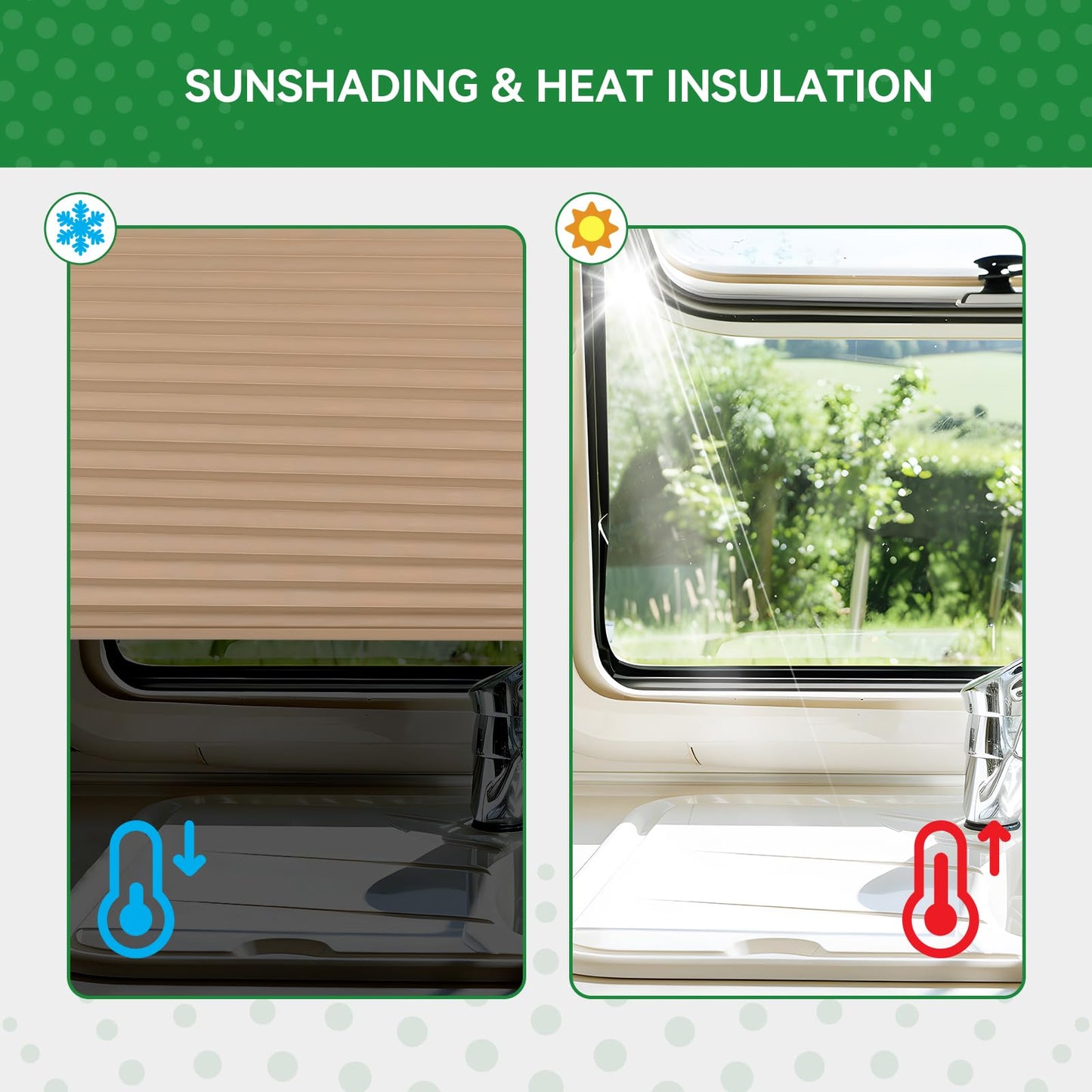 RVINGPRO RV Blinds for Camper Windows, Polyester, 62in W x 32in L, Cappuccino