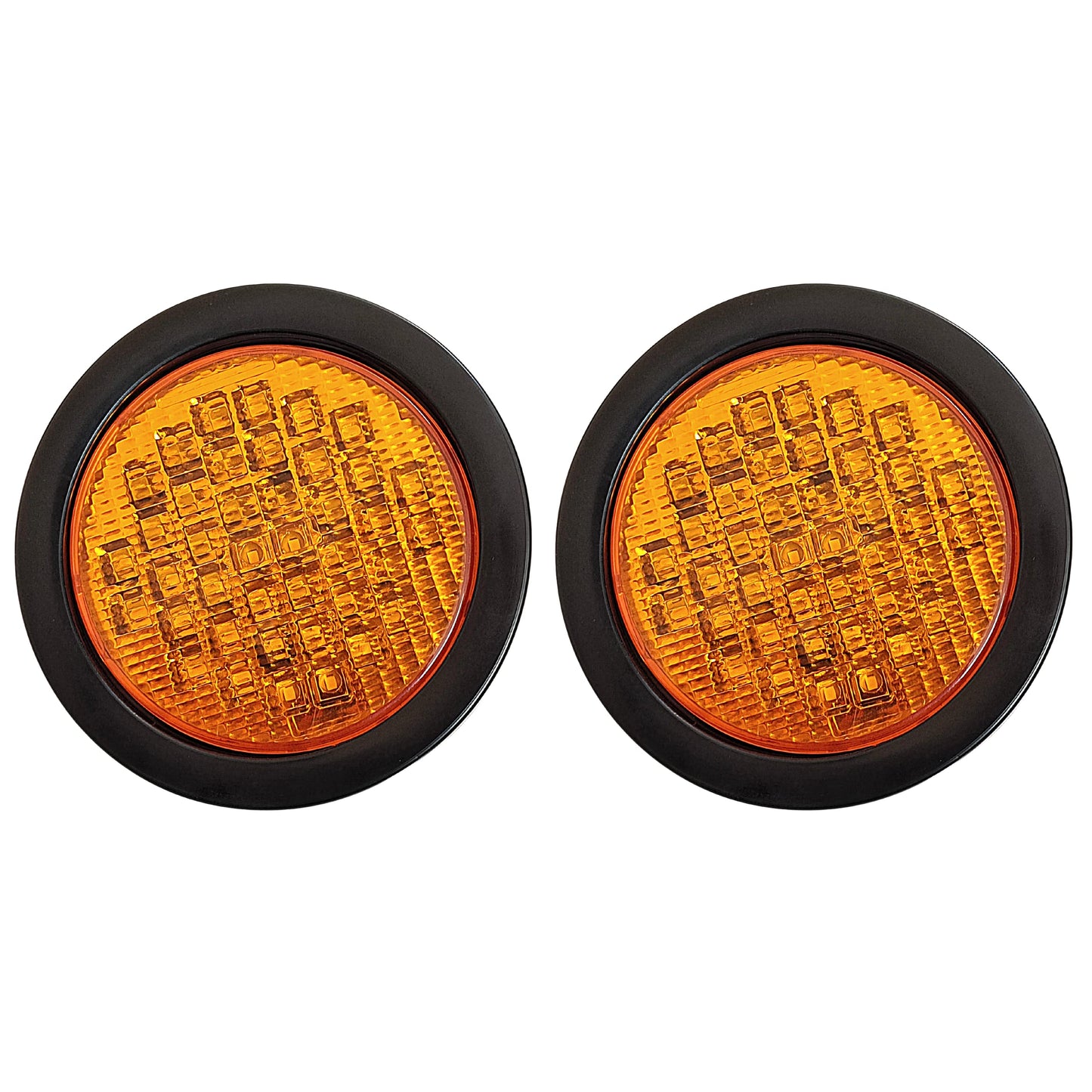 All Star Truck Parts 40 LED Amber Round Tail Lights 4in Model ASA440A2 Waterproof for Trucks Trailers RV Boat